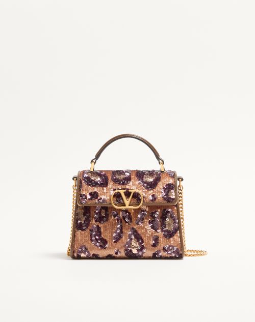 Valentino Garavani - Valentino Garavani Vsling Mini Embroidered Animalier Handbag - Brown/multicolor - Woman - Top Handle Bags